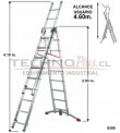 ESCALERA DE ALUMINIO TIJERA CON EXTENSION 5.60 M.