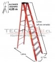 ESC. TIJERA FIBRA DE VIDRIO 3,05 MT. 10P INDUSTRIAL