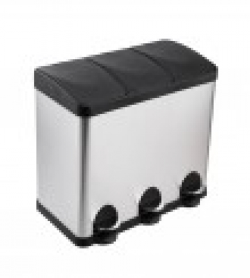 Cubo de basura triple, 1 x 20 y 2 x 10 litros, Cubo acero inoxidable