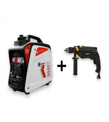 GENERADOR KRAFTER KR-1000IG INVERTER 220 V.GASOLINA + TALADRO 850 W.